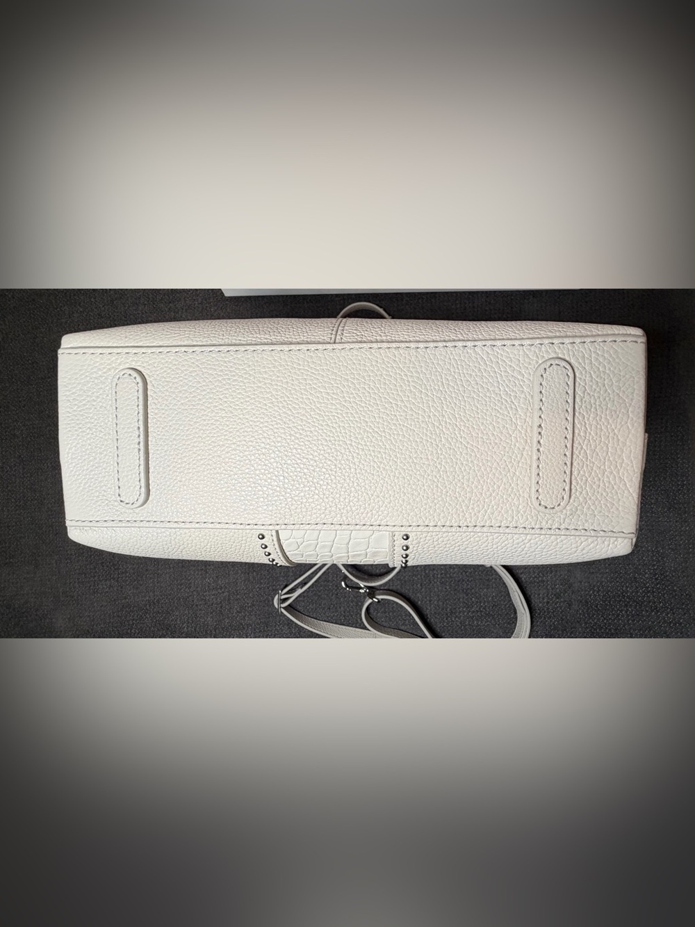 Brighton "Johnny Tall” Crème Leather & Croc embossed Convertible Crossbody Tote - Picture 6 of 12